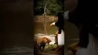 Whom Sai protects, no one can harm Eagle saves a tiger puppy from a crocodile 🦅🐅🐊 | #youtubefeed
