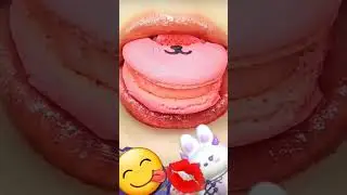 💕EATING PINK MACARON😋 #mukbang  #pink #macaron #satisfying #asmrsounds #delicious  #dessert #ytshort