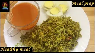 Healthy meal prep/simple mint rice with egg and carrot juice/healthy lunch/rice recipes
