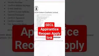 SECL APPIRANTICE RE -OPEN APPLY FORM  #SECL Appirantice form start now #shorts #SECL
