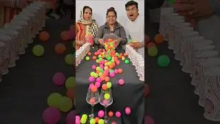 Mom and son Amazing malti colour boll roll family challenge  #shorts #games