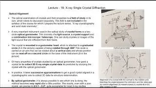 Lecture 18 | X-ray Crystallography & Solid State Chemistry | Single Crystal Diffraction