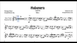 Habanera by Bizet Sheet Music for Tenor Sax and Soprano Sax Opera Carmen