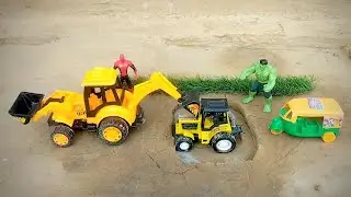 Diy mini jcb how to take out tractor from pond | contraction machine |#sunfarming