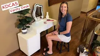 KDCAS Vanity Desk with Mirror LED Lights Makeup Table