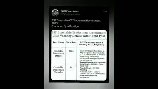 BSF Constable CT Tradesman Recruitment 2023 _Education Qualification | New recruitment vacancies