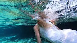 @trinamason swimming in a white dress beautiful colors underwater asmr