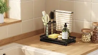 Lifewit Sink Caddy, Sponge Holder for Kitchen Sink Organiser, Sink Tidy Drain Rack for Countertop