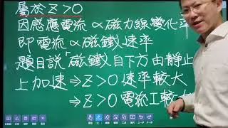 115學測自然科物理部分第53題(b)-考量感應電流量值較大的一列數據，說明研判其屬於 z0 或 z0 的理由。