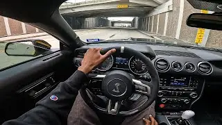 SHELBY GT350 КРИЧИТ С ДЛИННЫМИ ТРУБНЫМИ НАСОСАМИ (ВИД ОТ ГЛАЗ)