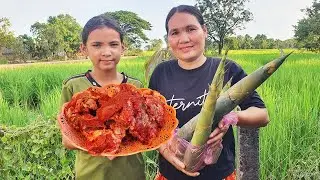 Cooking beef bone with bamboo shoots recipe | Rural Cooking Life