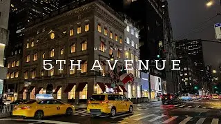 New York 5th Avenue Evening walking tour 4K