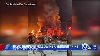 Portion of Dryden Road back open after fire at auto body shop