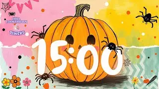 15 Minute Fall Halloween Timer  | Cute Pumpkin & Spiders | Chill Countdown Timers&trade;