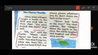std 5 Sub:English The clever Turtle ( explanation  meanings and activity based question)