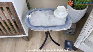 Model # 1306-0049 Agate Slice Side Table by BrazilGems.com 🏷 FOR SALE🛍🛒Shop Now