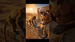 A farmer and a monkey build a house in the desert, but a flood comes and destroys the house 😭 #ai
