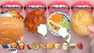 ASMR HAMBURGER & KIMBAP EMOJI FOOD 🍔 맛있는 이모지 먹방 EATING SOUNDS MUKBANG