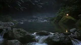 Peaceful Forest River Sounds for Night Sleep | Dark Screen | Sleep & Meditation | 3 Hours