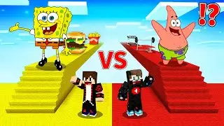 ماين كرافت : حـرب طريق بلوكات الحظ ولكن طريق سبونج بوب ضد بسيط !!؟ 🔥😱