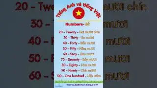 Numbers 20-100 (Số) in English & Vietnamese | Simple Multi Language Learning | Tutorukabc.com