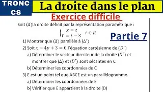 Maths-Tronc CS : La droite dans le plan exercices corrigés partie-7