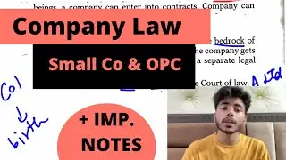 1.6 - OPC and Small Company | Corporate Laws | Sem 2 BCom Hons DU and DU Sol