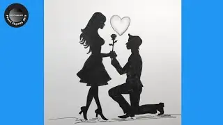 Pencil Sketch-Romantic Propose Scenery | How to draw Romantic couple with Heart |
