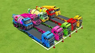 TRANSPORTING ALL COLORFUL CATERPILLAR EXCAVATOR, SCANIA TIPPER TRUCK TO GARGE WITH DUMP TRUCK