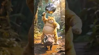Fat Orange Cat vs Warthog🐗Jungle BBQ Gone Wrong..Real Twist at the End, Watch Till the End! #cat #ai