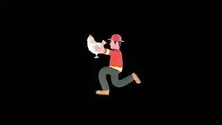 3D Cartoon Firefighter Male Character Turntable | Panicked Run with Chicken