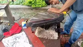 Home service, Headlight cleaning Mitsubishi adventure.