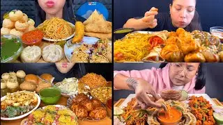 Indian Street Food Mukbang Compilation 🤤 | Spicy Chaat, Vada Pav, Pani Puri Eating Sounds