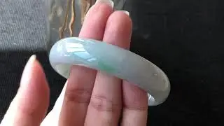 54.8mm A-Grade Type A Natural Moss on Snow Jadeite Jade Modern Round Bangle No.151514
