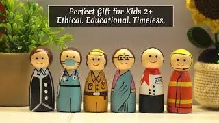 Handcrafted Community Helpers Peg Dolls | Channapatna Wooden Educational Toys | Channapatna Toys