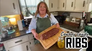 Sweet heat cowboy candy ribs
