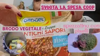 Svuota la spesa Coop/ ricetta brodo vegetale/ spezzatino con piselli *