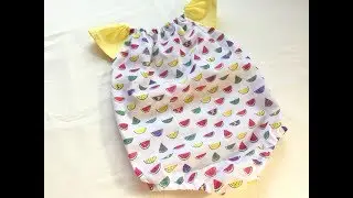 【型紙不要】100均の手ぬぐいとハギレで作る赤ちゃんのロンパースの作り方★How to make a baby romper
