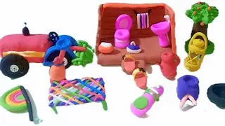 DIY HOW TO MAKE POLYMER CLAY TOILET 🚽 TRACTOR 🚜 AND OTHER THINGS