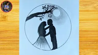 Couple shadow drawing in Circle || Easy Couple drawing Tutorial || How to draw couple