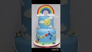 Rainbow birthday party cake design #cakedecorating #cake #shortsfeed #shortvideo #youtubeshorts