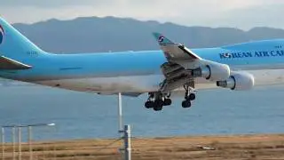 Korean Air Cargo Boeing 747-400F HL7462 landing at KIX (Osaka - Kansai Int'l Airport)