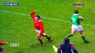 CLASSIC IEUAN EVANS TRY   WALES V IRELAND   1987 FIVE NATIONS RUGBY MATCH