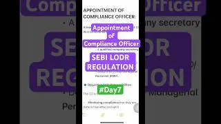 Reg-6 Appointment of Compliance Officer #LODR #law #mca #sebi #icsi #compliance #listed #day7 #kmp