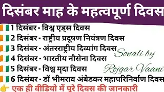 23 December 2025दिसंबर माह के महत्वपूर्ण दिवस | December Important Days | GK 2025