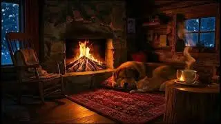 Cozy Room Ambience with Napping Dogs 🔥 Sleep Instantly with Fireplace And Purr Sound