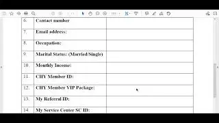 CHY BUSINESS CHY Advance Credit Program Application Form