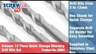 Screwfix Erbauer Quick Change Masonry Drill Bit Set 12pc