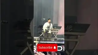Stage Musician's Electrifying Performance: Smoke, Lights, and Crowd!