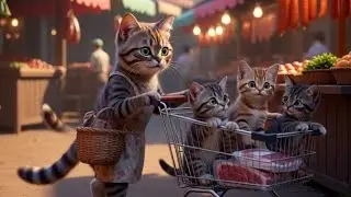 Мама-кошка готовит суп для своих малышей 🍲❤️🐾